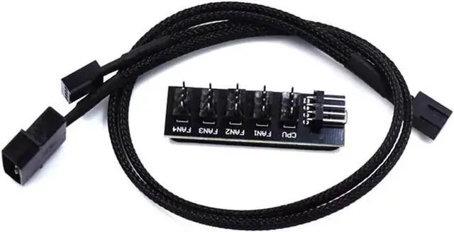Main image of 1 to 5 Ports 4-Pin PWM Fan Hub Splitter, Molex Powered Fan Regulator with 40CM Cable