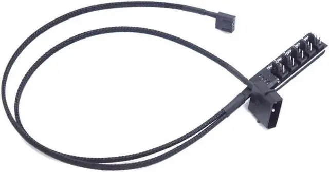 Alt view image 5 of 5 - 1 to 5 Ports 4-Pin PWM Fan Hub Splitter, Molex Powered Fan Regulator with 40CM Cable
