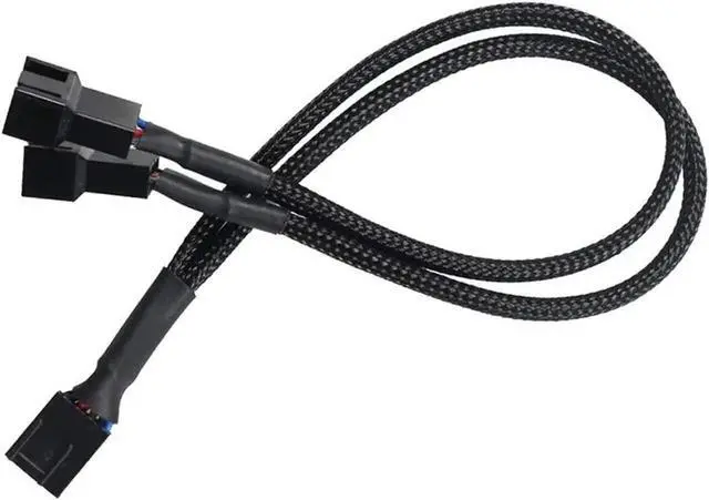 Alt view image 6 of 7 - 2 Pack 10 Inch 1-to-2 PWM Fan Splitter Cable, Black Sleeved 3/4 Pin Fan Extension Cord for CPU & Case Fans