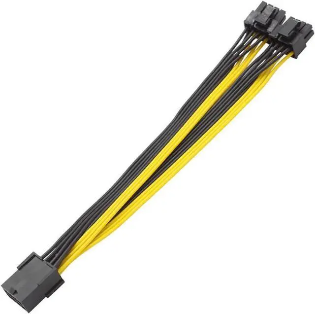 Alt view image 2 of 5 - 8 Inch PCIe 8 Pin Female to Dual 8 Pin (6+2) Male Power Splitter Cable for GPU & Mining Rigs