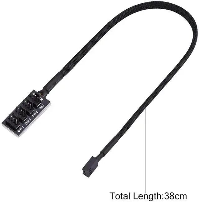 Alt view image 5 of 7 - 1 to 4 Way PWM Fan Hub, Sleeved 3Pin/4Pin Fan Power Splitter for PC CPU & Case Cooling Fans