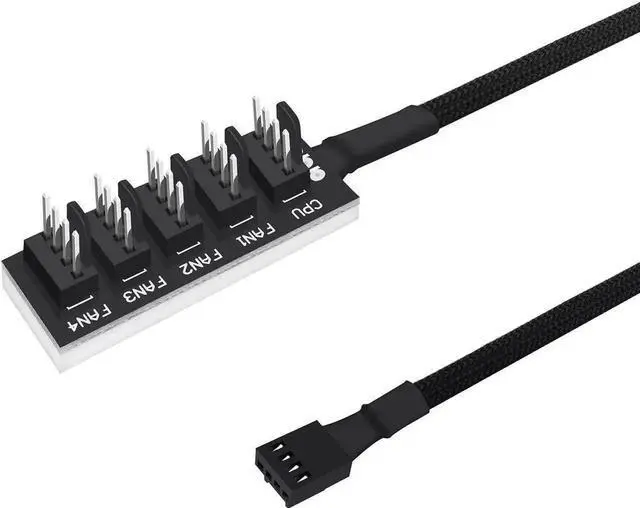 Main image of 1 to 5 Way 4-Pin PWM Fan Hub Splitter Cable, Compatible with 3/4 Pin PC Case & CPU Cooling Fans