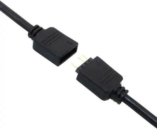 Alt view image 3 of 5 - 2 Pack 1 Foot 5V 3-Pin RGB 4-Way Splitter Cable, Female to Female RBW LED Strip Hub with Gender Changer Adapter for AURA RGB Lighting