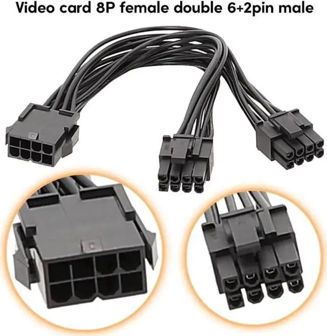 Alt view image 3 of 5 - 20CM 8Pin to Dual 8Pin GPU Power Splitter Cable, PSU PCIe 8Pin Power Extension Cord for Graphics Card