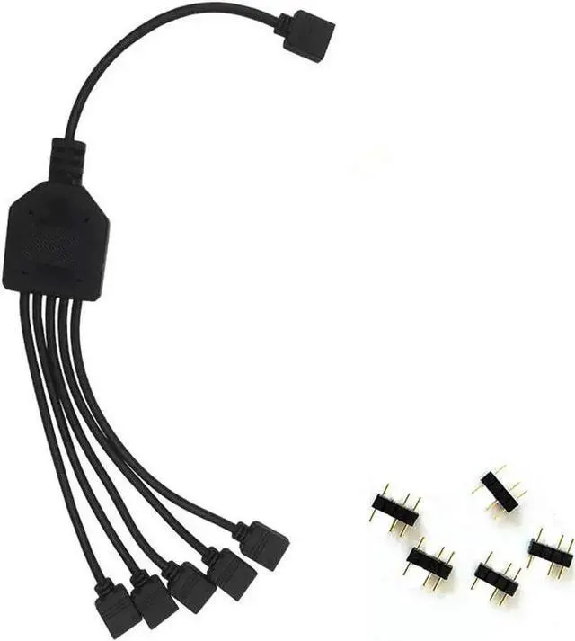 Alt view image 4 of 4 - 2 Pack 1-to-5 5V 3Pin Addressable RGB Splitter Y Cable, 5-Way RGB Hub for LED Strips & Case Fans, Compatible with Mystic Light