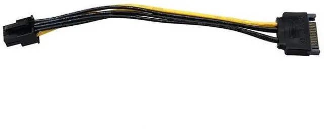 Alt view image 5 of 6 - 6Pin PCIe to 15Pin SATA Power Adapter Cable, 20cm 18AWG for BTC Miner Rig & Desktop PC
