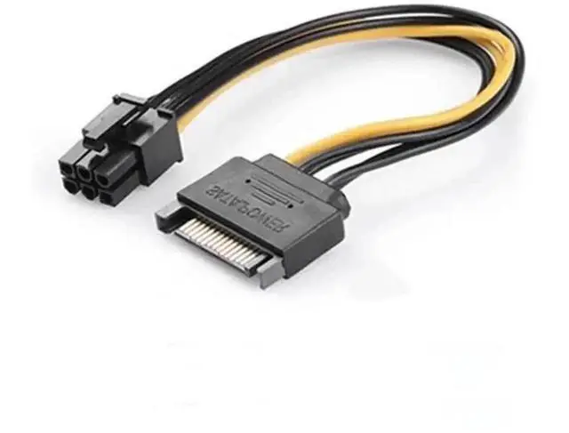Alt view image 4 of 6 - 6Pin PCIe to 15Pin SATA Power Adapter Cable, 20cm 18AWG for BTC Miner Rig & Desktop PC