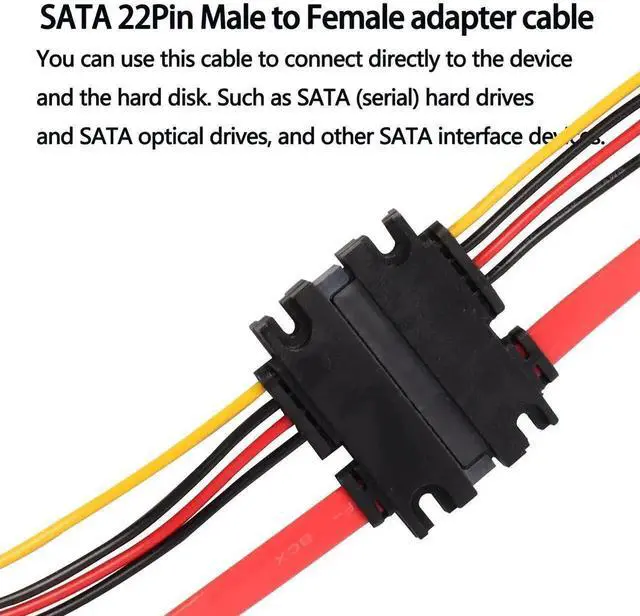 Alt view image 4 of 7 - 2-Pack 50cm 22Pin SATA (7+15) Male to Female Data & Power Extension Cable