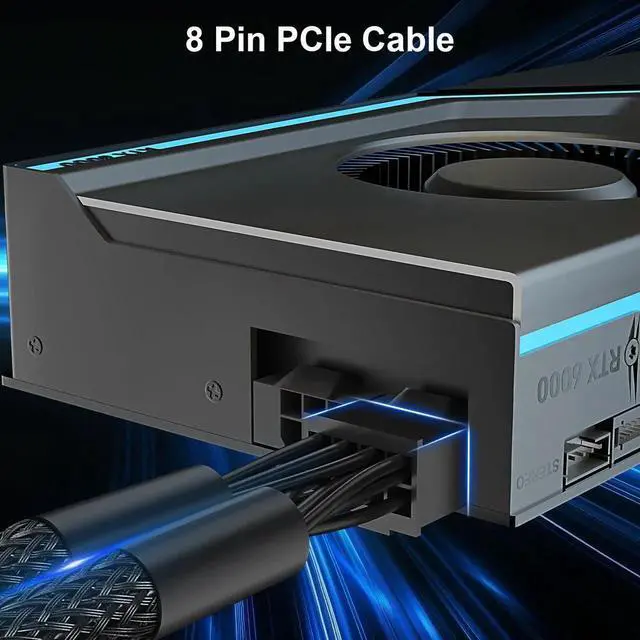 Alt view image 4 of 7 - 1 Pack 9 Inch Braided Dual 6 Pin Female to 8 Pin Male PCIe GPU Power Adapter Cable