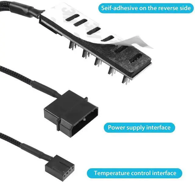 Alt view image 2 of 6 - Sleeved 1 to 5 Way 4 Pin PWM Fan Hub Splitter for PC Cooling Fans