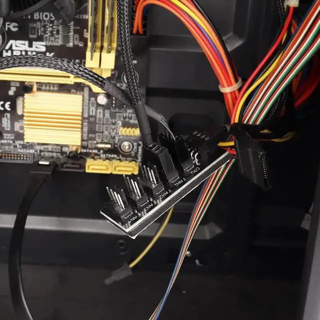 Alt view image 3 of 6 - Sleeved 1 to 5 Way 4 Pin PWM Fan Hub Splitter for PC Cooling Fans