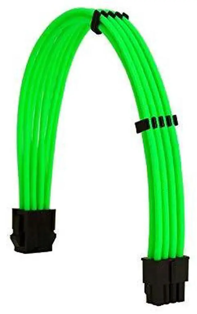 Alt view image 3 of 7 - Green Braided PSU Extension Cable Kit, 18AWG EPS 8Pin + PCIe 8Pin with Cable Combs