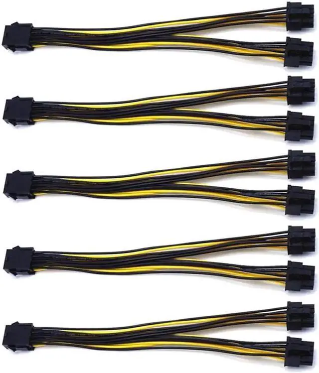 Main image of 5-Pack PCIe 8Pin to 2 x 8Pin (6+2) Y-Splitter Power Cables for Graphics Card