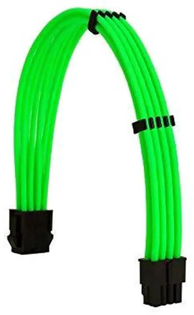 Alt view image 2 of 7 - Green Braided PSU Extension Cable Kit, 18AWG EPS 8Pin + PCIe 8Pin with Cable Combs