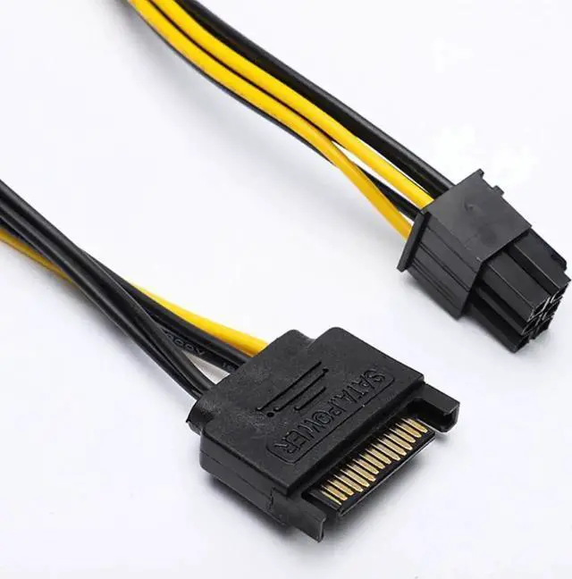 Alt view image 3 of 3 - 18cm 15Pin SATA to 6Pin PCIe Power Adapter Cable for Graphics Card