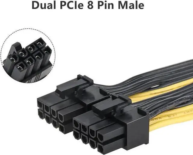 Alt view image 3 of 5 - 8 Inch PCIe 8Pin to 2 x 8Pin (6+2) Power Splitter Cable for GPU & Mining Rigs