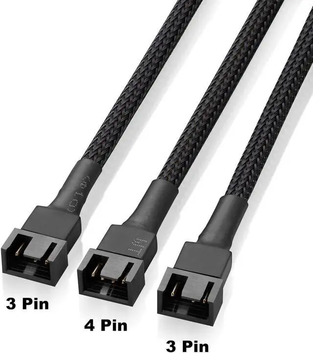 Alt view image 4 of 7 - 3 Pack 10 Inch 4 Pin 3-Way PWM Fan Splitter Cable, Black for 3/4 Pin PC Cooling Fans