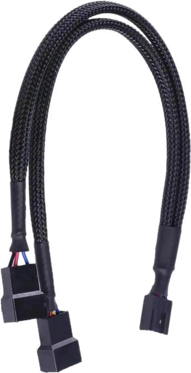 Alt view image 4 of 4 - 10 Inch Black Sleeved 4 Pin PWM 1 to 2 Y Splitter Cable for PC Cooling Fans