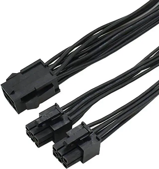 Alt view image 4 of 5 - 8 Inch PCIe 6Pin to Dual 6Pin Power Splitter Cable, Ribbon Cable for GPU & Mining