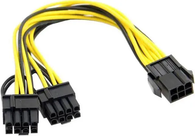 Alt view image 5 of 5 - 8 Inch PCIe 6Pin to Dual 8Pin (6+2) Power Splitter Cable for GPU & Mining Rigs