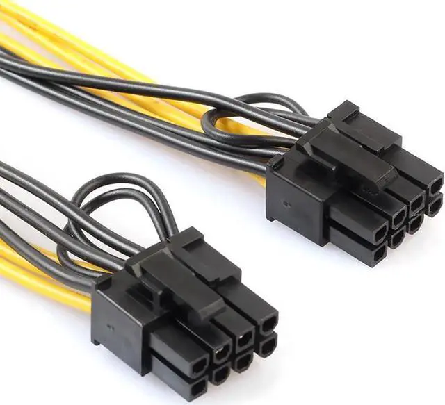 Alt view image 3 of 5 - 8 Inch PCIe 6Pin to Dual 8Pin (6+2) Power Splitter Cable for GPU & Mining Rigs