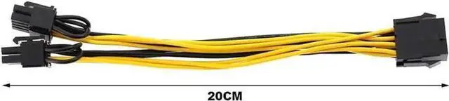 Alt view image 3 of 4 - 8 Inch EPS 8Pin to Dual PCIe 8Pin (6+2) Power Splitter Cable for CPU to GPU, Mining Rigs