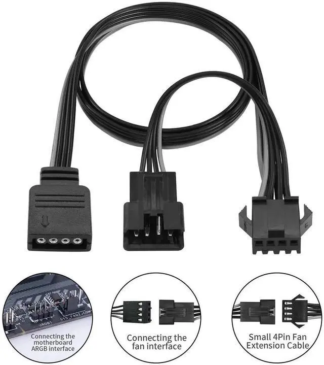 Alt view image 6 of 6 - 50CM 4Pin 12V RGB Splitter Cable, PWM RGB Adapter Cord for PC Case LED Lighting