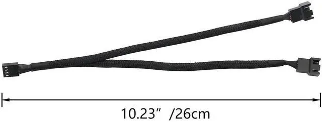 Alt view image 2 of 5 - 2PCS Black Sleeved 4-Pin PWM 1 to 2 Fan Splitter Cable for PC Cooling Fans