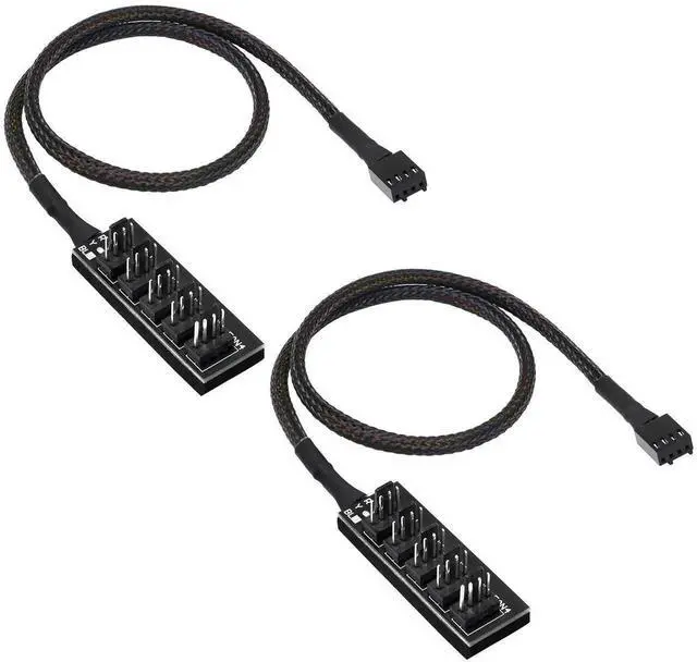 Main image of 2-Pack 14.8 Inch 1-to-5 4-Pin PWM Fan Hub Splitter Cable for PC Cooling Fans