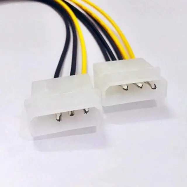 Alt view image 6 of 6 - 6 Inch Dual 4Pin Molex to 8Pin PCIe Power Adapter Cable for Graphics Card