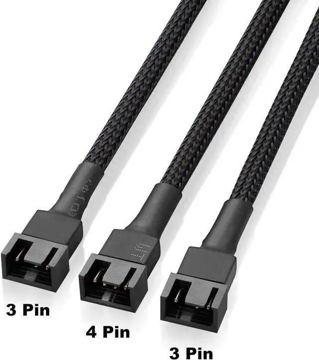 Alt view image 4 of 7 - 10 Inch 3 Pack 3-Way 4 Pin PWM Fan Splitter Cable, Black Extension Cord for 3/4 Pin PC Cooling Fans