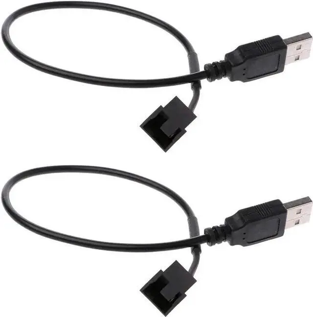 Main image of 2 Pack Sleeved USB to 3-Pin / 4-Pin PWM 5V Fan Power Adapter Cable, USB to Case Fan Connector Cord