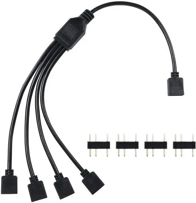 Main image of 5V 3Pin ARGB 1 to 4 Splitter Cable, Addressable RGB Hub Extension Cord for PC Case Fans & CPU Coolers