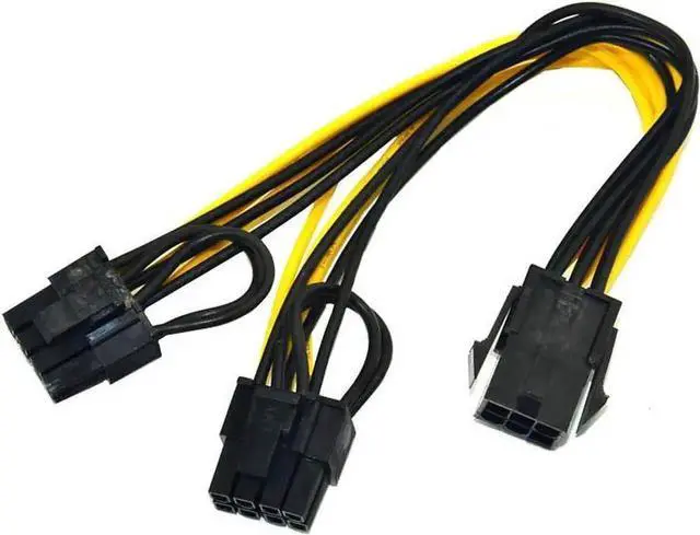 Main image of 8 Inches PCIe Power Splitter Cable, PSU Single 6Pin to Dual 8Pin (6+2) GPU Power Adapter Cord for Graphics Card Mining Rig