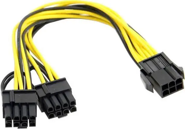 Alt view image 5 of 5 - 8 Inches PCIe Power Splitter Cable, PSU Single 6Pin to Dual 8Pin (6+2) GPU Power Adapter Cord for Graphics Card Mining Rig