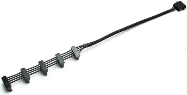 Alt view image 2 of 6 - 40cm Sleeved 4-Pin IDE Molex 1 to 5 SATA Power Splitter Cable, 18AWG Black Braided for PC & Server Storage Devices