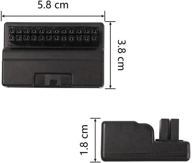 Alt view image 2 of 7 - 90 Degree Right Angle ATX 24Pin Adapter Board, ATX 24Pin Male to Female Pass-Through Connector for Desktop Motherboard PSU Wiring