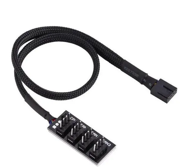 Main image of 1-to-4 PWM Fan Hub Splitter Cable, Sleeved Adapter for 3Pin & 4Pin PC CPU Chassis Cooling Fans