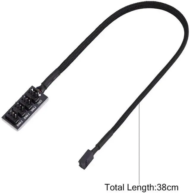 Alt view image 3 of 7 - 1-to-4 PWM Fan Hub Splitter Cable, Sleeved Adapter for 3Pin & 4Pin PC CPU Chassis Cooling Fans