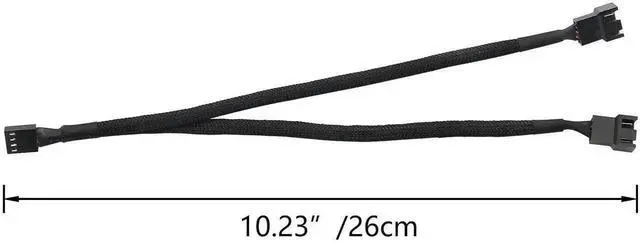 Alt view image 5 of 5 - 2 Pack 1-to-2 Sleeved 4-Pin PWM Fan Splitter Cable, Black Extension Cord Compatible with 3Pin/4Pin ATX PC Case Cooling Fans
