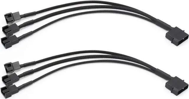 Main image of 2 Pack 10 Inch Molex to Triple 3Pin/4Pin PC Case Fan Splitter Power Adapter Cable