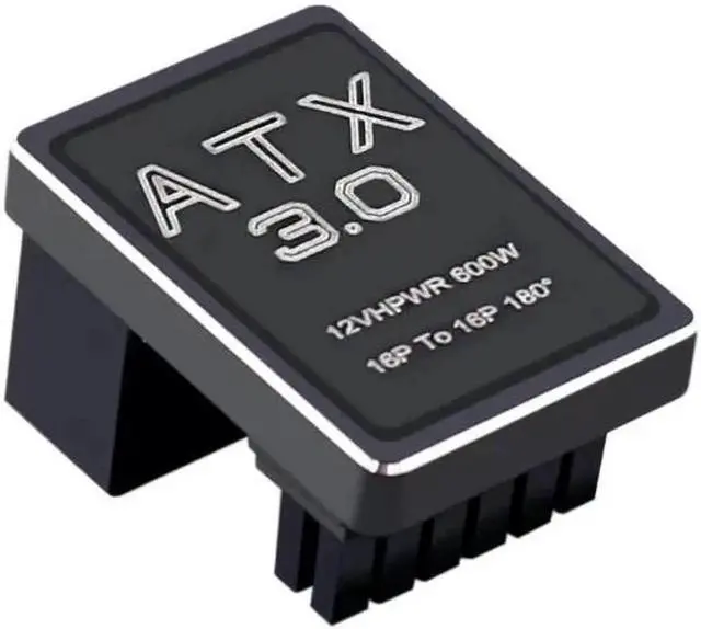 Alt view image 3 of 5 - PCIe 5.0 ATX 3.0 12VHPWR 12+4 16Pin Male to Female 180° Angle Adapter Connector, 600W Type-B Black GPU Power Turn Plug