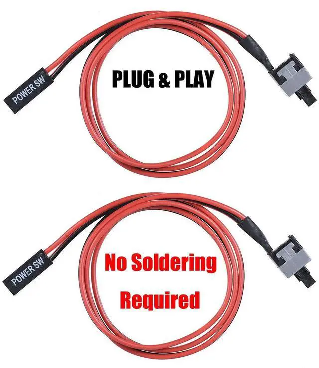 Alt view image 5 of 6 - 3 Pack 2-Pin SW PC Power Switch Cable, ATX Desktop On/Off Push Button Wire, 50cm Length