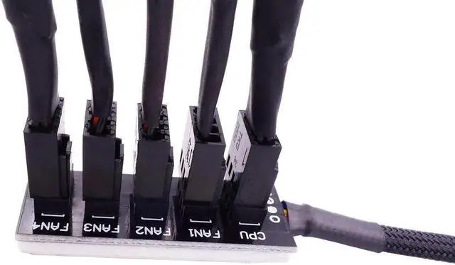Alt view image 6 of 7 - 2 Pack 1-to-5 4-Pin PWM Fan Splitter Cable, Motherboard Fan Header Extension Cord Compatible with 3Pin & 4Pin ATX PC Chassis Cooling Fans