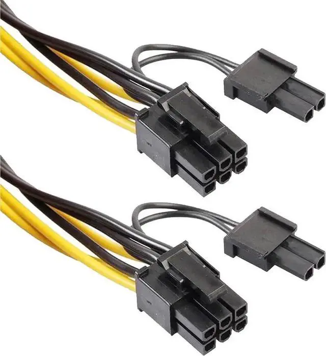 Alt view image 4 of 6 - 6 Inches PCIe 6 Pin to Dual 8Pin GPU Power Splitter Cable, Mining Graphics Card PCI Express Power Adapter Cord