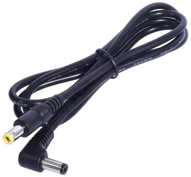 Main image of 20AWG Right Angle L-Shaped DC Cable, 5.5×2.1mm Male to 5.5×2.5mm Male 90 Degree DC Power Cord for CCTV Security Cameras