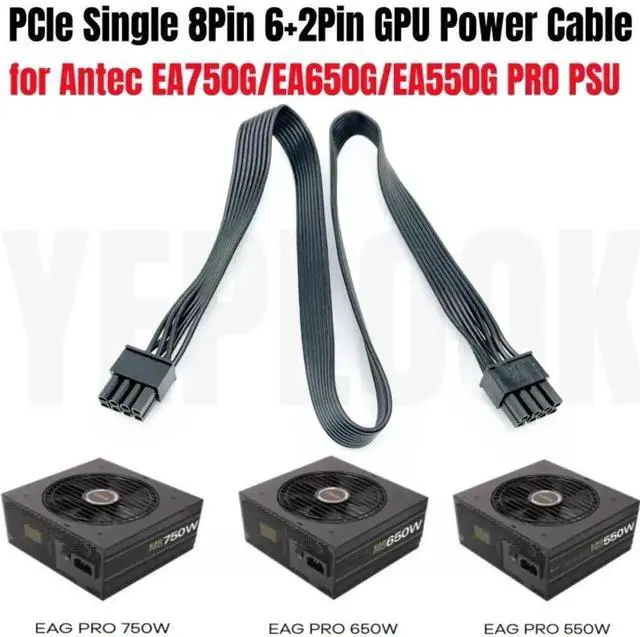 Main image of PCI-E Single 8Pin (6+2 Detachable) GPU Modular Power Cable Compatible with Antec EAG 550W/650W/750W PRO Earthwatts Gold Semi-Modular PSU