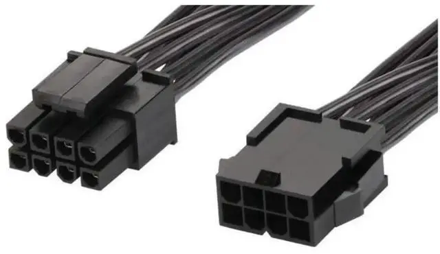 Alt view image 2 of 2 - 34cm (13.3 Inch) Black Sleeved PCIe 8 Pin Female to CPU 8 Pin (4+4 Detachable) EPS 12V Power Adapter Cable