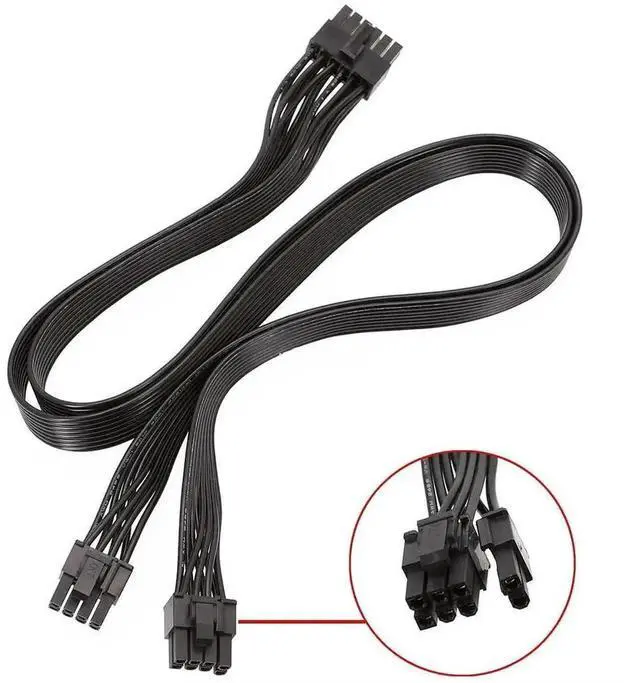 Alt view image 4 of 4 - 60cm Modular PSU 12Pin to Dual PCIe 8Pin (6+2 Detachable) GPU Power Cable Compatible with Seasonic P-860, P-1000, X-1050 Power Supplies