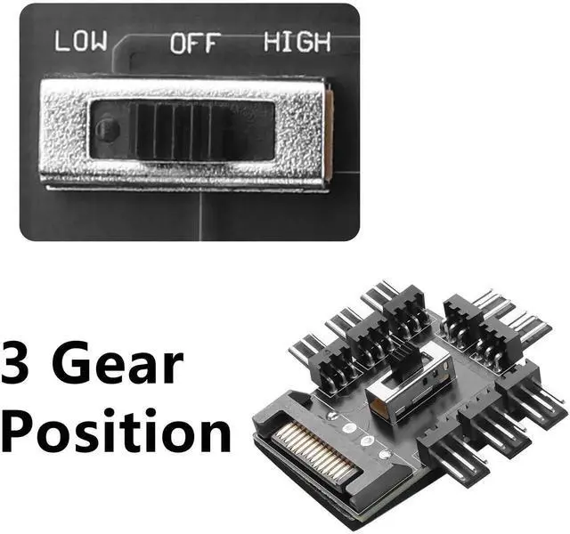Alt view image 4 of 7 - 12V 1-to-8 3-Pin PC Cooling Fan Hub with SATA Power Input, Multi-Way Chassis Fan Splitter Controller for Desktop Motherboard